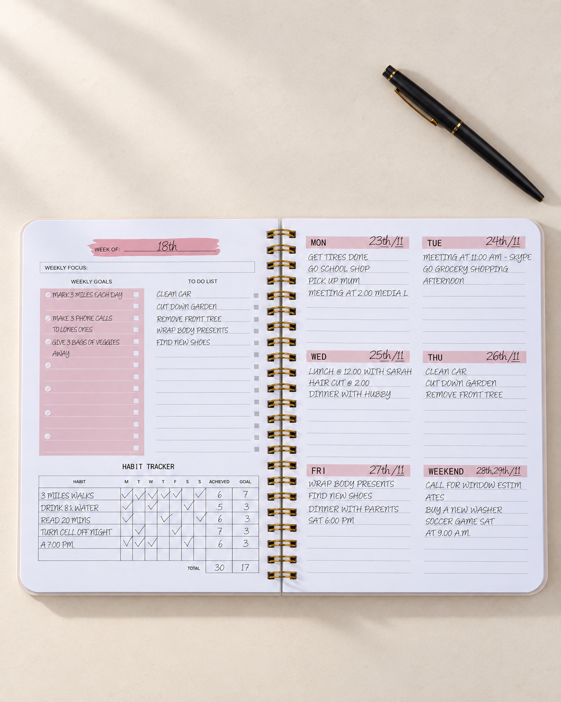 The Undated Weekly Planner