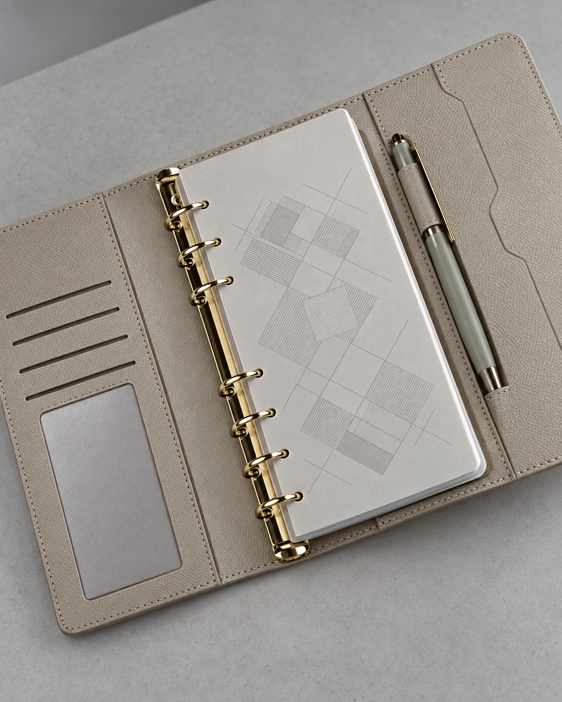 A6 Loose-Leaf Notebook ring and pocket detail
