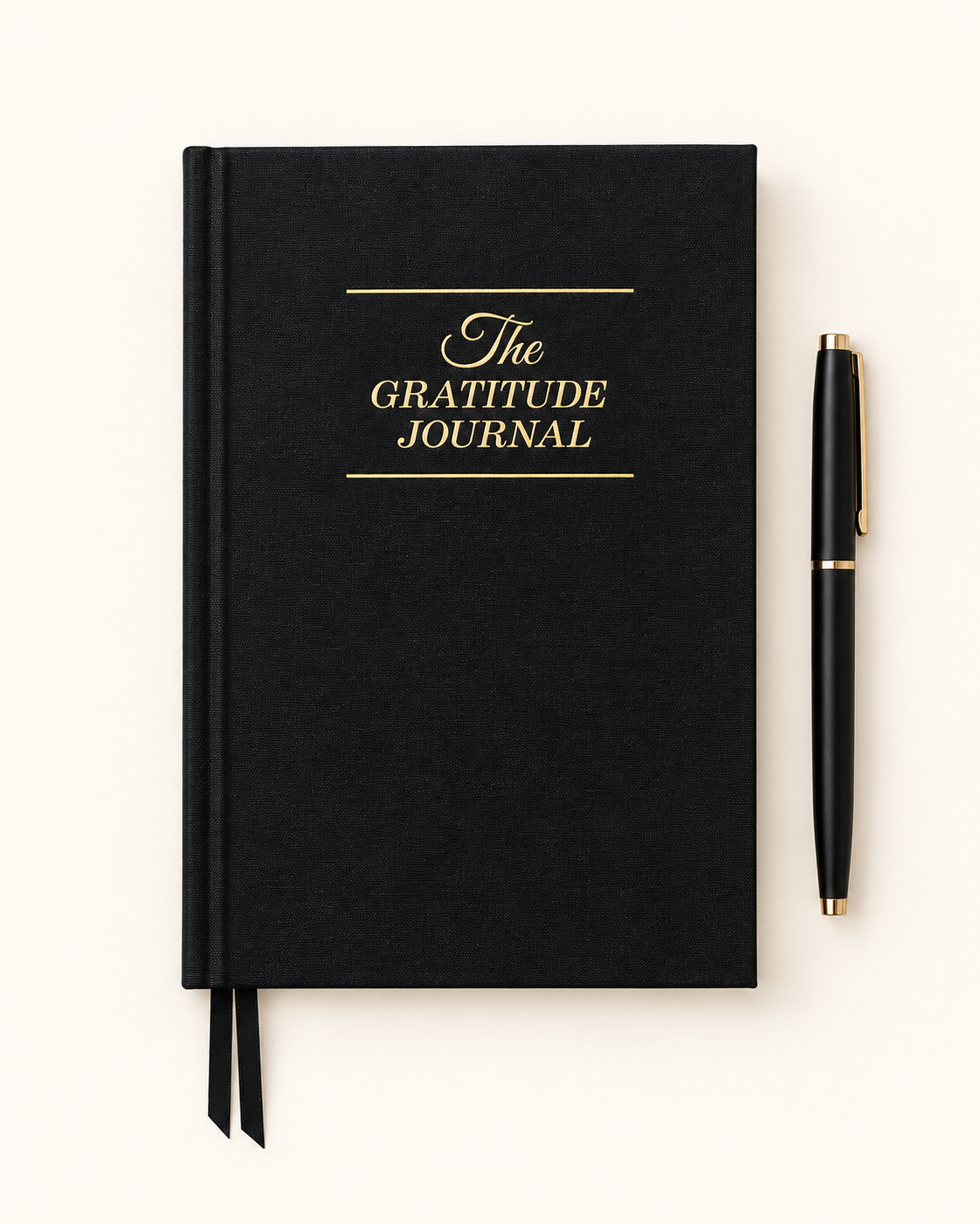 Black Gratitude Journal Flat Lay