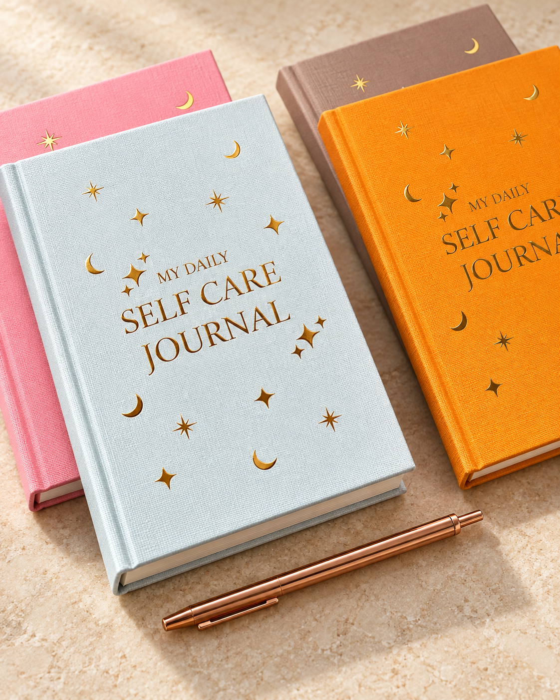 Gold-foil linen journal gift set