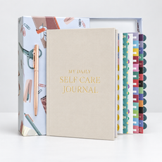 Self-Care Journal Gift Set in beige with minimal cover
