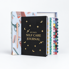 Self-Care Journal Gift Set in black with celestial cover