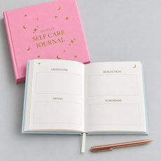 Self-Care Journal Gift Set open guided reflection pages