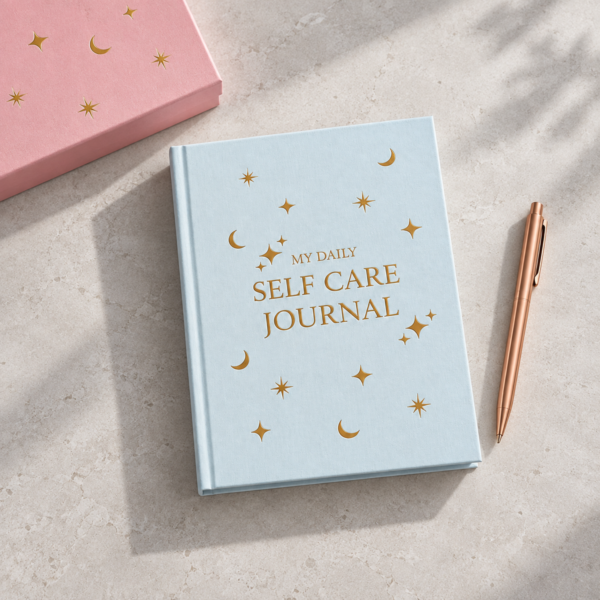 Self-Care Journal Gift Set in a cool minimal lifestyle setting
