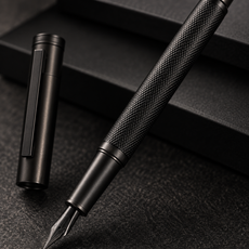Matte-black fountain pen close-up