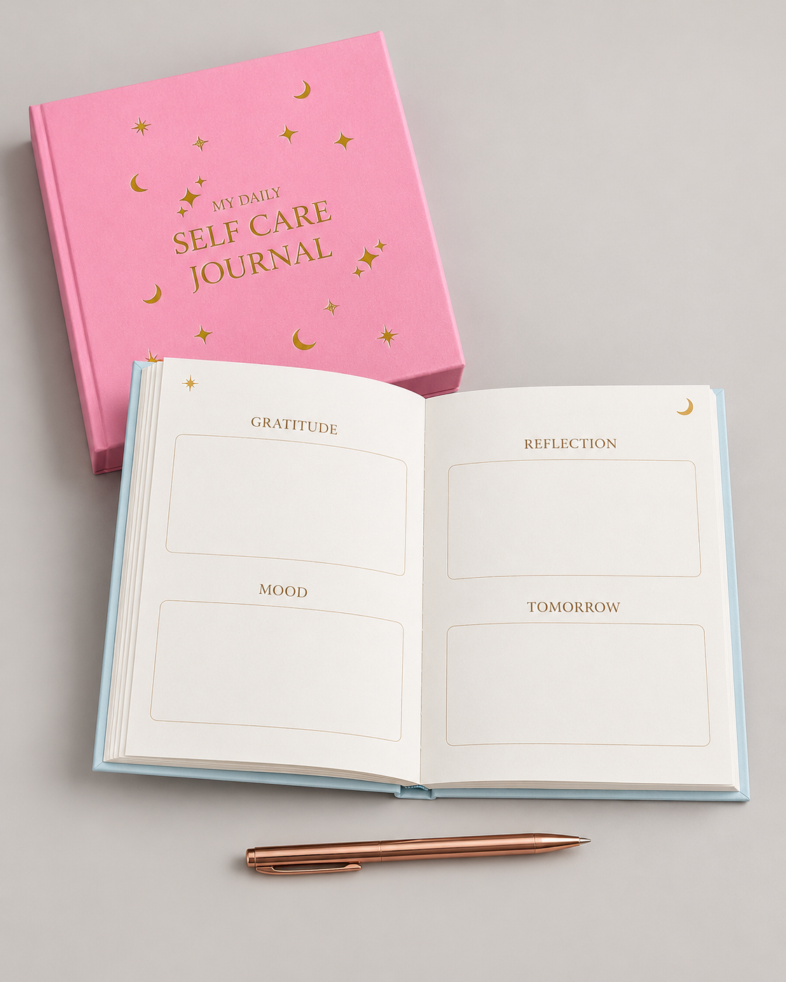 Open self-care journal gift set