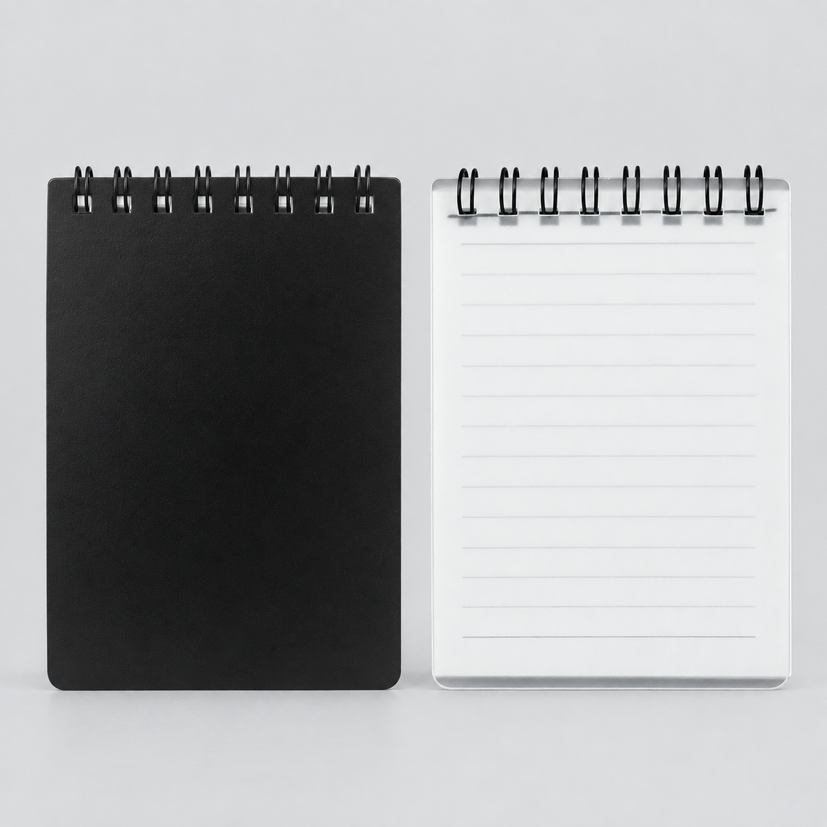 Pocket Spiral Notepad in black and transparent white