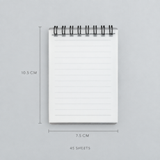 Pocket Spiral Notepad size 7.5 by 10.5 centimetres
